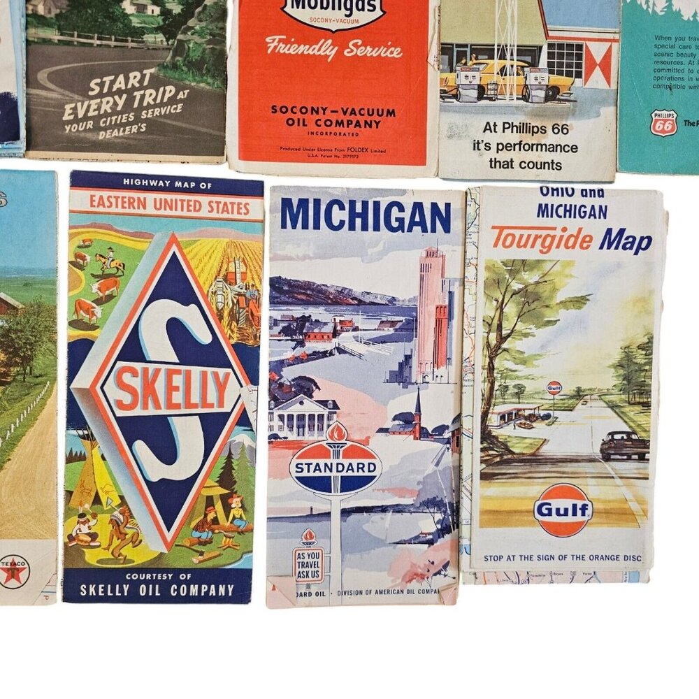 Vintage 60s 70s Fold up Road maps USA Midwest Paper GPS Houston Upcycle Crafts‎ - Picture 6 of 9